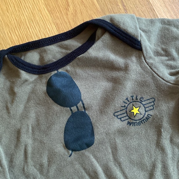 9-12M Little Wingman Aviator Short Sleeve Onesie Bodysuit - Picture 2 of 3